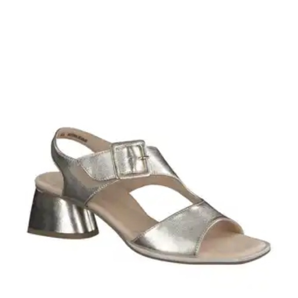 NWT Paul Green Tanya Slingback Sandals in Platino Metallic Nappa Leather Size 9